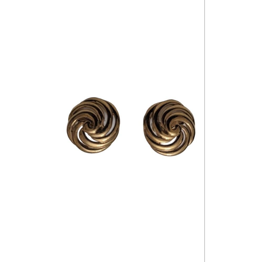 Napier Signed Gold‎ Tone Swirl Screw back Earring Studs Vintage